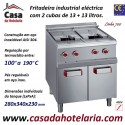 Fritadeira Industrial Elétrica Trifásica da Linha 700 de 2 Cubas 13+13 Litros com Armário, +100º a +190º C, Potência de 18000 Watts (transporte incluído) - Refª 100091