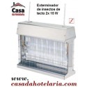 Exterminador de Insetos de Teto com 2 Lâmpadas Fluorescentes de 15 Watts, Insectívoro com Protecção de 125 m2 (transporte incluído) - Refª 100295