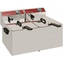 Fritadeira Industrial Elétrica Dupla de Bancada Monofásica para 7+7 Litros com Tampa, 0° +190°C, 6400 Watts (transporte incluído) - Refª 101117