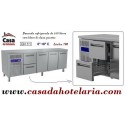 Bancada Refrigerada Ventilada com 2 Gavetas e 3 Portas GN 1/1 da Linha 700, 550 Litros, Refrigeração de 0º +8º C (transporte incluído) - Refª 101456