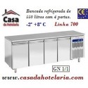 Bancada Refrigerada com 4 Portas GN 1/1 da Linha 700 com Funções HACCP, Temperaturas -2º +8º C (transporte incluído) - Refª 101521