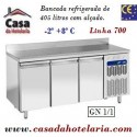 Bancada Refrigerada com Alçado e 3 Portas GN 1/1 da Linha 700 com Funções HACCP, Temperaturas -2º +8º C (transporte incluído) - Refª 101523