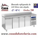 Bancada Refrigerada com Alçado e 4 Portas GN 1/1 da Linha 700 com Funções HACCP, Temperaturas -2º +8º C (transporte incluído) - Refª 101524