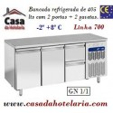 Bancada Refrigerada com 2 Portas + 2 Gavetas GN 1/1 da Linha 700 com Funções HACCP, -2º +8º C (transporte incluído) - Refª 101540
