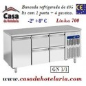Bancada Refrigerada com 1 Porta + 4 Gavetas GN 1/1 da Linha 700 com Funções HACCP, -2º +8º C (transporte incluído) - Refª 101541