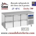 Bancada Refrigerada com 6 Gavetas GN 1/1 da Linha 700 com Funções HACCP, -2º +8º C (transporte incluído) - Refª 101542