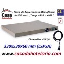 Placa de Aquecimento Monofásica GN 1/1 com 330x530x60 mm LxPxA, 300 Watt, +30º +90º C (transporte incluído) - Refª 101861