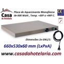 Placa de Aquecimento Monofásica 2x GN 1/1 com 660x530x60 mm LxPxA, 600 Watt, +30º +90º C (transporte incluído) - Refª 101862