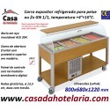 Carro Expositor Refrigerado para Peixe, 2x GN 1/1, Temp. +4º+10º C, Carvalho (transporte incluído) - Refª 101924