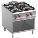 Fogão Industrial a Gás da Linha 900 com 4 Queimadores (2x 7kW + 2x 11kW) sobre Armário Aberto, 30960 kcal/h (transporte incluído) - Refª 100150