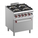 Fogão Industrial a Gás com 4 Queimadores e Forno a Gás Profissional GN 2/1, Potência de 34000 Watts (transporte incluído) - Refª 100059