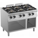 Fogão Industrial a Gás de Seis Queimadores sobre Armário, 6x Bicos de 5,5 kW, kcal/h 28375, Potência de 33000 Watts (transporte incluído) - Refª 100368