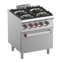 Fogão Industrial a Gás com 4 Queimadores e Forno Eléctrico Profissional GN 2/1, Potência de 33300 Watts (transporte incluído) - Refª 100061