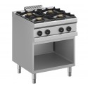 Fogão Industrial a Gás de Quatro Queimadores sobre Armário, 4x Bocas de 5,5 kW, kcal/h 18917, Potência de 22000 Watts (transporte incluído) - Refª 100366