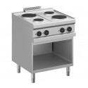 Fogão Industrial Elétrico Trifásico de 4 Placas Sobre Armário Aberto, Duas Chapas de 1,5 kW +2 com 2,6 kW, Potência de 8200 Watts (transporte incluído) - Refª 100370