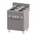 Fogão Profissional Elétrico Trifásico com 4 Placas e Forno de Convecção GN 1/1, Potência de 11130 Watts (transporte incluído) - Refª 102777