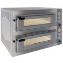 Forno de Pizzas Elétrico Industrial Trifásico de 2 Câmaras com Portas de Vidro para 4+4 pizza Ø 350 mm, 11500 Watts (transporte incluído) - Refª 102861
