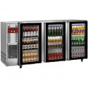 Frigorífico para Garrafas e Latas, Bancada Refrigerada Industrial em Aço Inoxidável com 3 Portas de Vidro, 579 Litros, +1º +8º C (transporte incluído) - Refª 102294