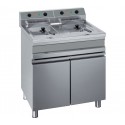 Fritadeira Elétrica Profissional Industrial Trifásica de 2 Cubas 14 +14 Litros com Armário de 2 Portas, 18000 Watts (transporte incluído) - Refª 100184