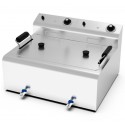 Fritadeira Industrial Elétrica de Bancada Monofásica LARGA de 20 Litros com Cabeças Removíveis, Cesto, Tampa e Torneiras, +195°C, 8400 Watts (transporte incluído) - Refª 102704