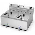 Fritadeira Industrial Elétrica Dupla de Bancada Monofásica de 8 +8 Litros com Cabeças Removíveis, Cestos, Tampas e Torneiras, +195°C, 7600 Watts (transporte incluído) - Refª 102699