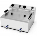 Fritadeira Industrial Elétrica de Bancada Trifásica LARGA de 20 Litros com Cabeças Removíveis, Cesto, Tampa e Torneiras, +195°C, 12000 Watts (transporte incluído) - Refª 102710