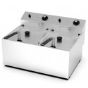 Fritadeira Profissional Elétrica Dupla de Bancada Monofásica de 8 +8 Litros com Cestos e Tampas, 0° +195°C, 7600 Watts (transporte incluído) - Refª 102670