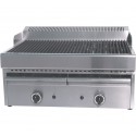Grelhador Industrial a Gás de 2 Zonas Profissional, Grill a Vapor com Bacia de Água, 15480 kcal/h, Potência de 18000 Watts (transporte incluído) - Refª 100207