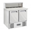 Mesa de Preparação de Pizzas com Tampo em Granito de 2 Portas GN 1/1 e Saladette com Estrutura Refrigerada 5x GN 1/6, +2º +8º C e +4º +10º C (transporte incluído) - Refª 100929