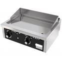 Placa de Grelhar Industrial a Gás de 2 Zonas com Chapa Fry Top Lisa com Espessura de 15 mm e Tratamento Cromo, 10750 kcal/h, Potência de 12500 Watts (transporte incluído) - Refª 102116