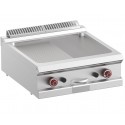 Placa de Grelhar Industrial a Gás de 2 Zonas, Chapa Profissional Lisa e com Ranhuras (transporte incluído) - Refª 100101
