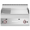 Placa de Grelhar Industrial a Gás, Chapa Lisa e com Ranhuras, Fry Top Cromo Anti Aderente de 2 Zonas, Potência de 11400 Watts (transporte incluído) - Refª 100029