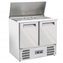 Saladette Industrial Refrigerada Ventilada com Tampa e 2 Portas GN 1/1, Temperaturas +2º +8º e +4º +10º C (transporte incluído) - Refª 100175