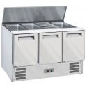 Saladette Industrial Refrigerada Ventilada com Tampa e 3 Portas GN 1/1, Temperaturas +2º +8º e +4º +10º C (transporte incluído) - Refª 100224
