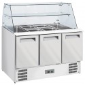 Saladette Industrial Refrigerada Ventilada com Topo em Vidro com Prateleira e 3 Portas GN 1/1, Temperaturas +2º +8º e +4º +10º C (transporte incluído) - Refª 101328