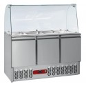 Saladete Refrigerada Ventilada para 4x GN 1/1 com Guarda em Vidro e 3 Portas GN 1/1, 380 Litros, +2º +8º & +4º +10º C (transporte incluído). - Refª 101328
