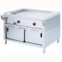 Fogão a Gás Industrial Asiático de Placa Profissional Teppanyaki com 2 Zonas Sobre Armário, Chapa com Superfície Aquecida de 910x525 mm (LxP), 12040 kcal/h, Potência de 14000 Watts (transporte incluído) - Refª 100409