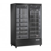 Armário de Congelação Profissional de 2 Portas, Congelador Ventilado Preto de 1900 Litros com Portas de Vidro Triplo, -18º -15º C (transporte incluído) - Refª 102978