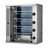 Assador de Frangos Industrial Elétrico Trifásico em Vitrocerâmica com 4 Espetos Independentes com Capacidade Total para 12 Frangos, 8800 Watts (transporte incluído) - Refª 102765