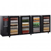 Frigorífico para Garrafas e Latas, Bancada Industrial Refrigerada Ventilada com 4 Portas de Vidro, 783 Litros, +1º +8º C (transporte incluído) - Refª 102289