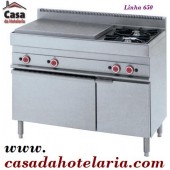 Fogão Industrial a Gás da Linha 650 de Placa Radiante com 2 Queimadores e Forno a Gás  (transporte incluído) - Refª 100009