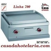 Placa Grelhar Industrial Elétrica Trifásica Lisa com Tratamento Cromo Duro da Linha 700, Chapa Fry Top com Potência 8000 Watts, +50º a +300º C (transporte incluído) - Refª 100109