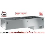 Banho Maria de Encastrar para 4x GN 1/1, Profundidade até 200 mm, +65° +90° C, 3000 Watts (transporte incluído) - Refª 100225