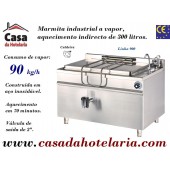 Marmita Industrial de Aquecimento Indireto a Vapor com Caldeira de 300 Litros da Linha 900 e Tanque Retangular (transporte incluído) - Refª 101002