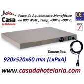 Placa de Aquecimento Monofásica, 920x520x60 mm (LxPxA), 600 Watts, +30º +90º C (transporte incluído) - Refª 101031