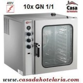 Forno Elétrico Industrial Trifásico de Convecção de 10 Níveis GN 1/1 com Humidificação Automática, +30° +300° C, 17300 Watts (transporte incluído) - Refª 101342