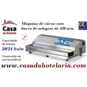 Máquina de Vácuo em Aço Inox com Barra de Selagem de 450 mm, Bomba 20/24 Lts/m (transporte incluído) - Refª 101374