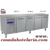 Bancada Refrigerada Ventilada com 4 Portas GN 1/1 da Linha 700, 550 Litros, Refrigeração de 0º +8º C (transporte incluído) - Refª 101453