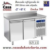 Bancada Refrigerada com Alçado e 2 Portas GN 1/1 da Linha 700 com Funções HACCP, Temperaturas -2º +8º C (transporte incluído) - Refª 101526