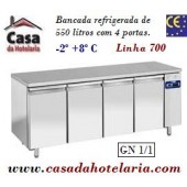 Bancada Refrigerada de 550 Litros com 4 Portas GN 1/1 da Linha 700 (Grupo à distância) (transporte incluído) - Refª 101534